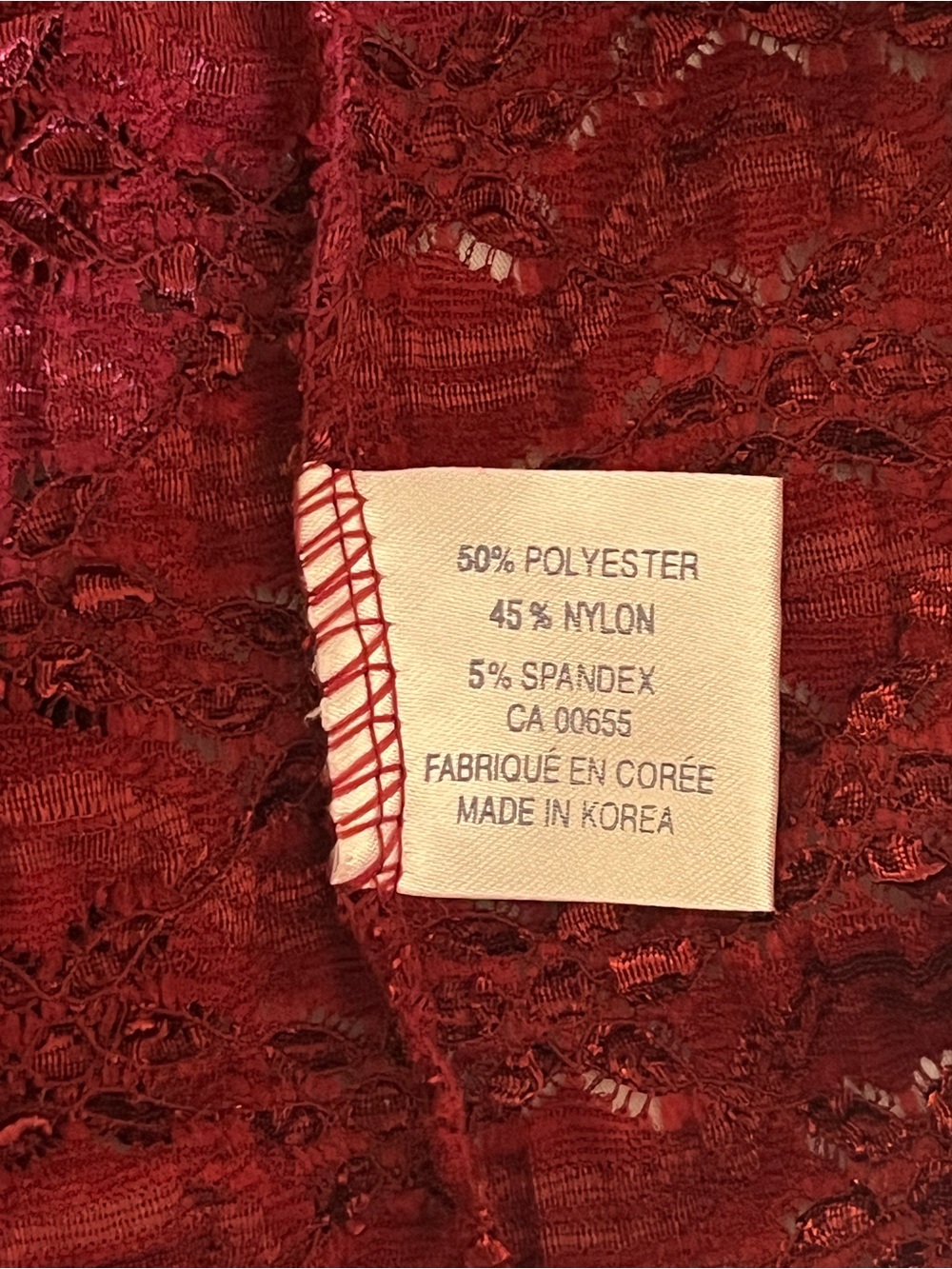Burgundy Whimsigoth Lace Textured Short Sleeve Top L - Picture 8 of 9